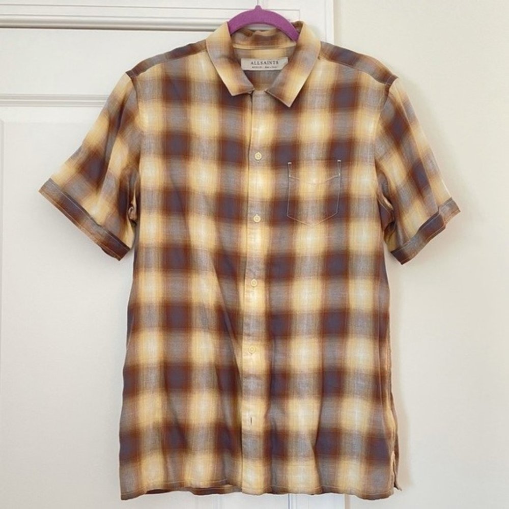 All Saints Short Sleeve Button Down Short Sleeve Dress - Medium